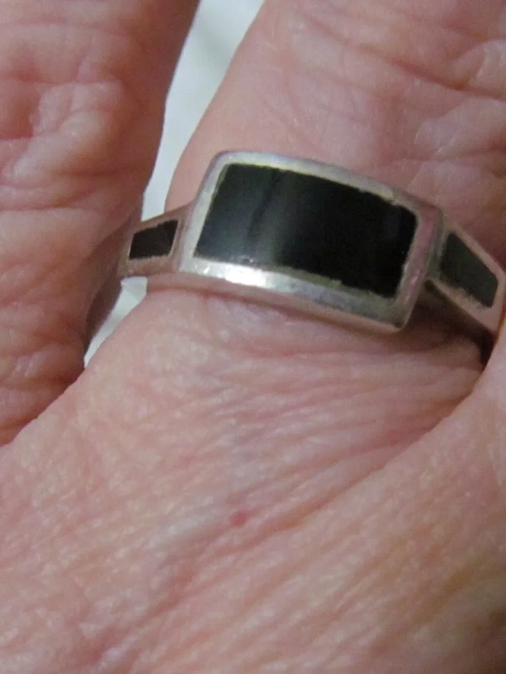 Vintage Sterling silver black onyx ring